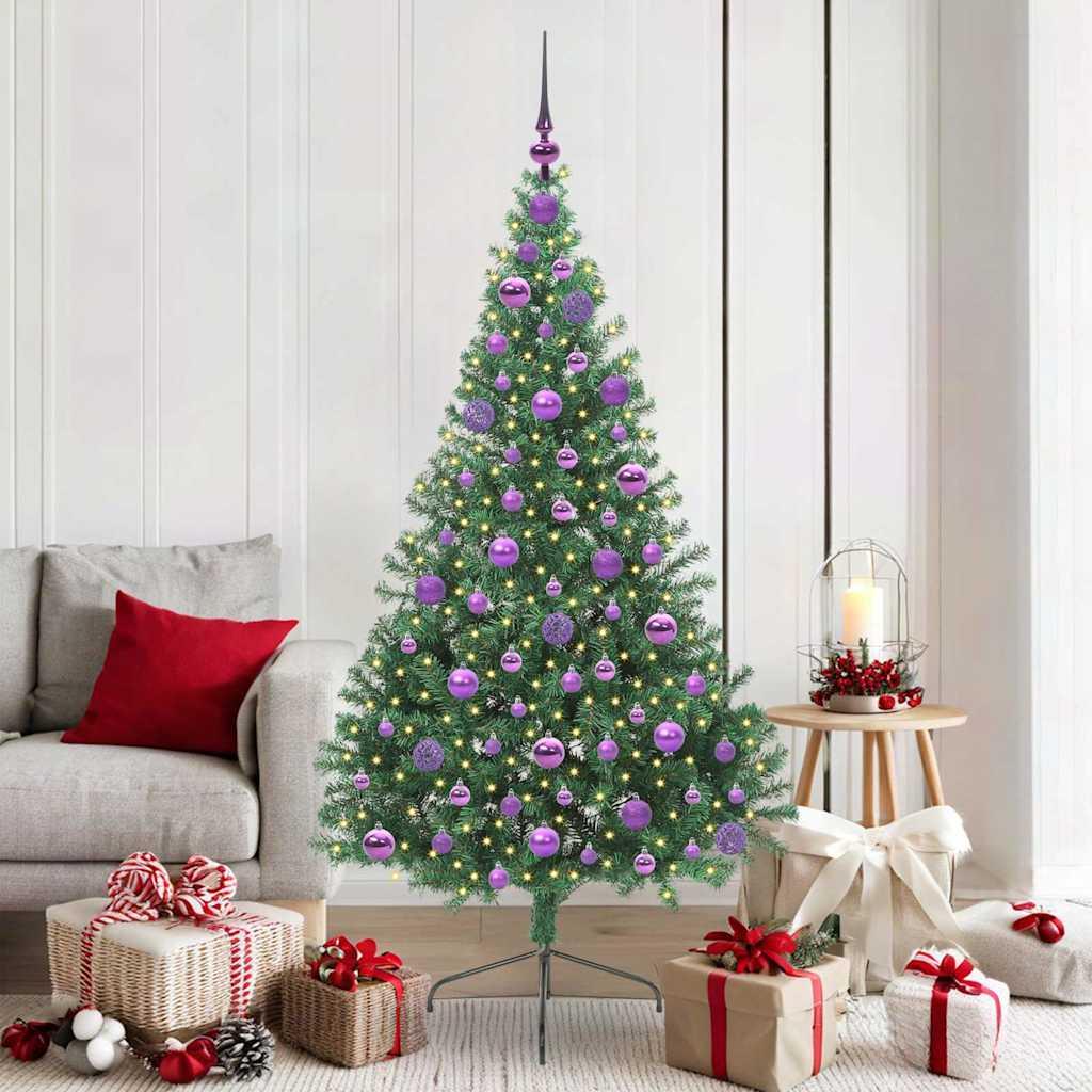 Kunstig Forbelyst Juletræ med 300 LED'er Grøn 180 cm PVC billede