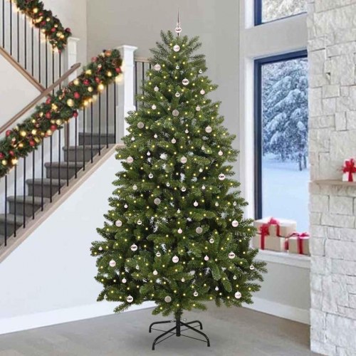 Kunstigt hængslet juletræ 300 cm med 300 LED - grøn