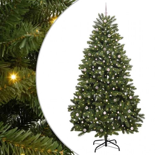 Kunstigt hængslet juletræ 300 cm med 300 LED - grøn