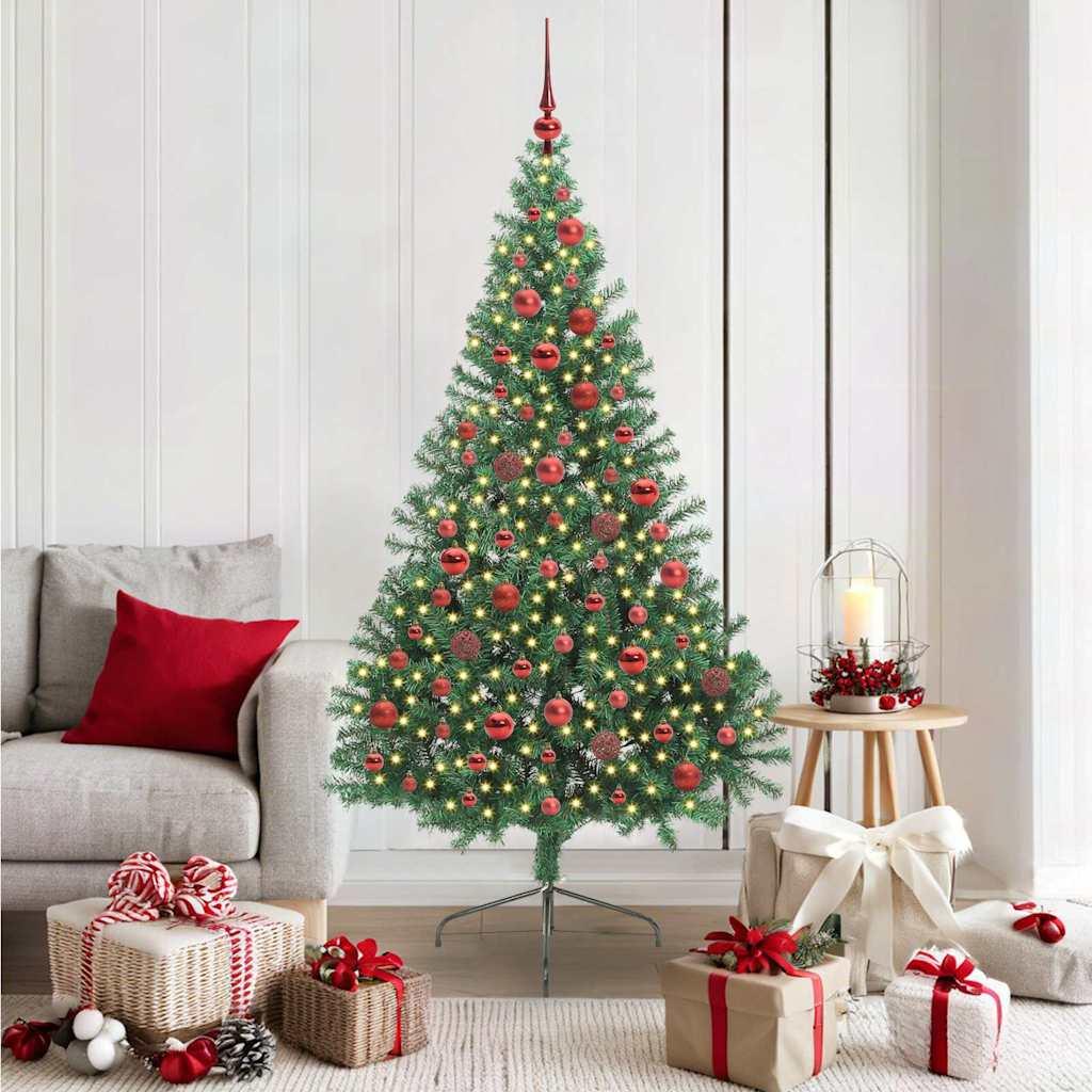 Kunstig Forbelyst Juletræ med 300 LED'er Grøn 180 cm PVC billede