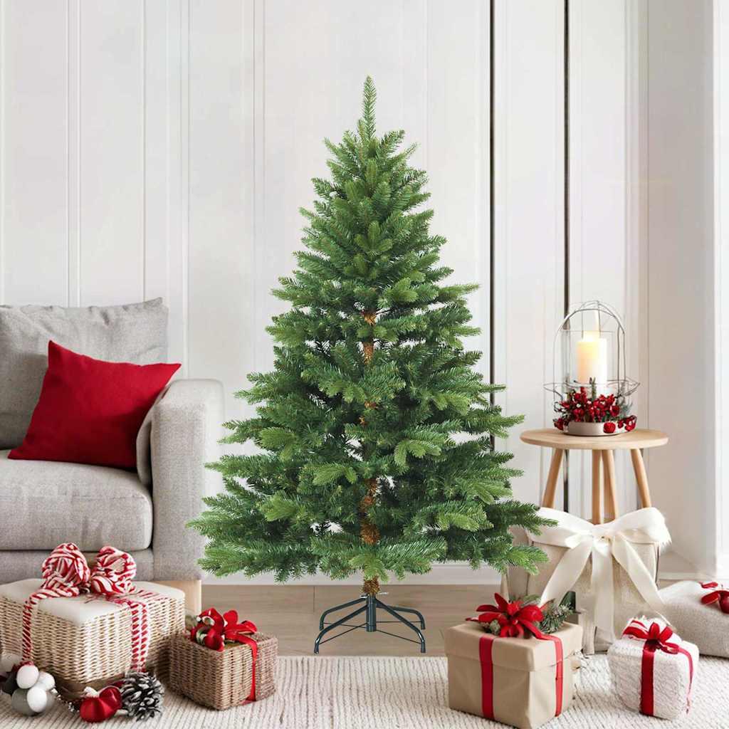 Kunstigt Hinged Juletræ med stativ Grøn 150 cm PVC, PE og stål billede