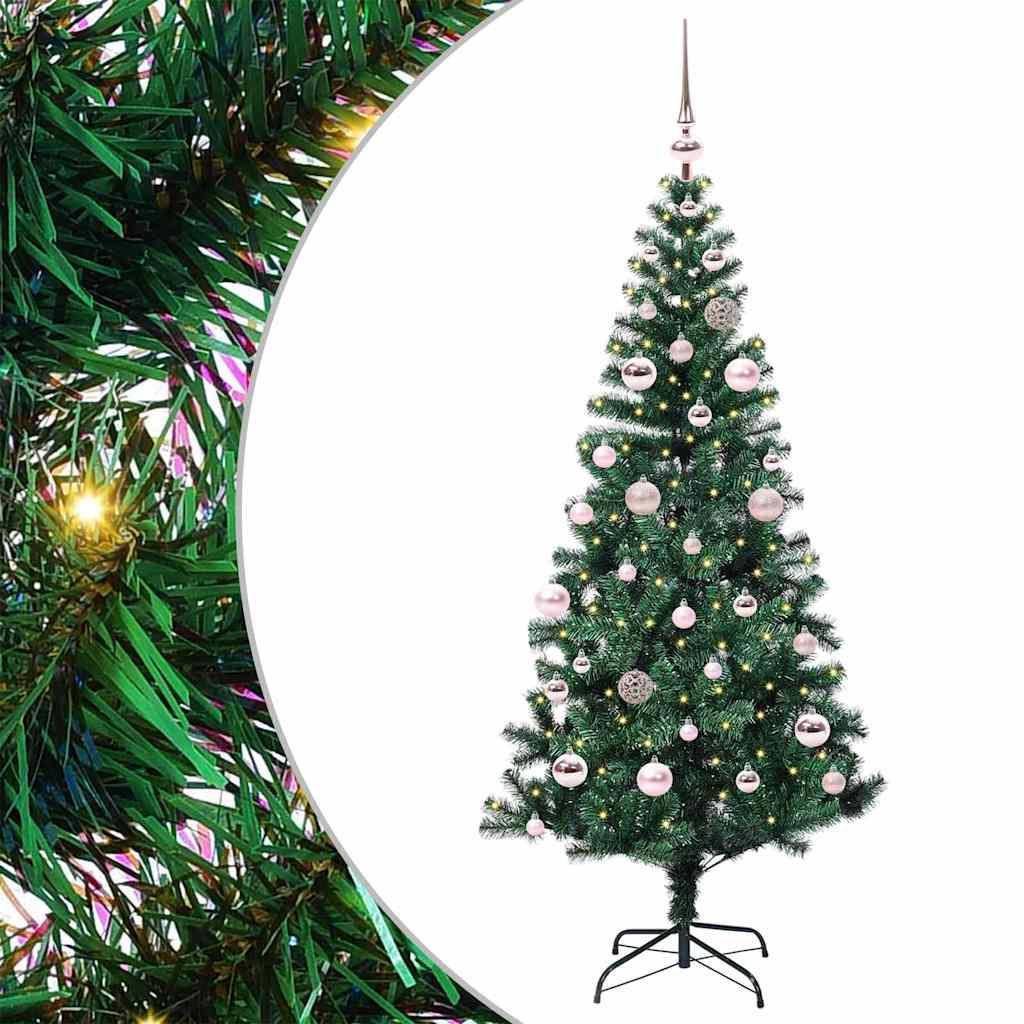Kunstig Forbelyst Juletræ med stativ Grøn 150 cm PVC og metal billede