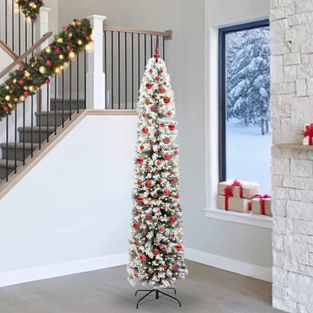 Kunstigt juletræ med stativ Grøn 240 cm PVC og Stål og Plastik billede
