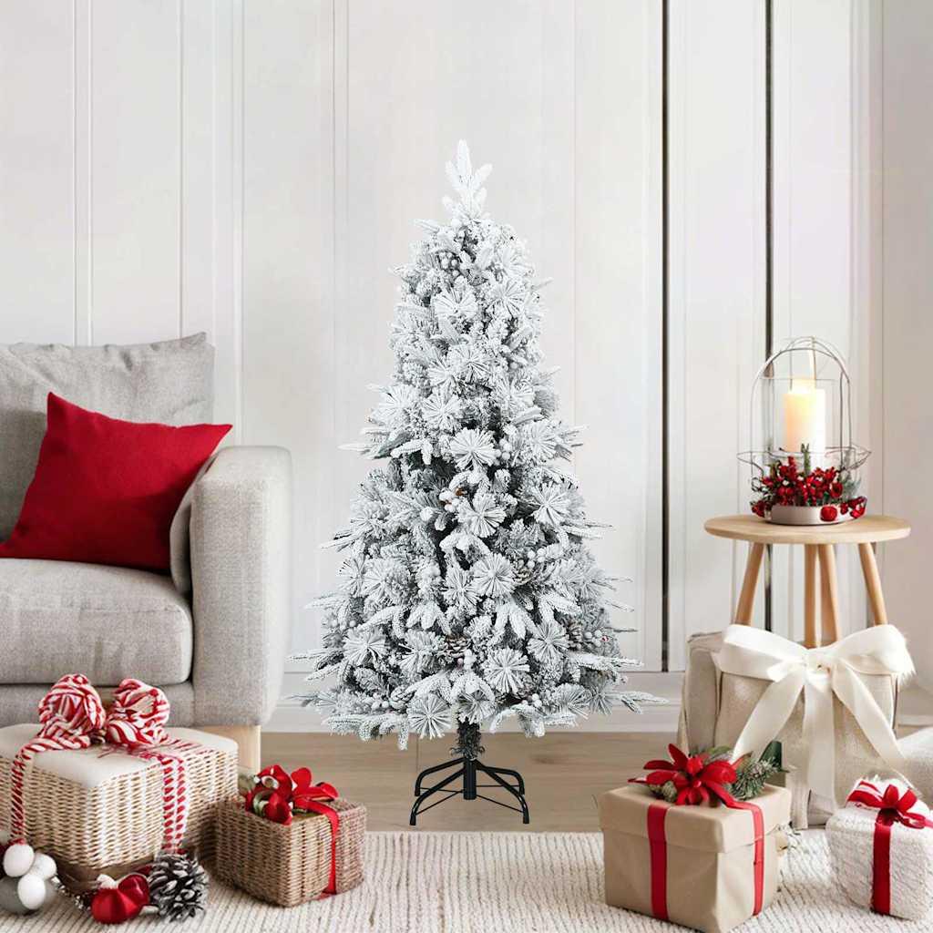 Kunstigt Hinged Juletræ Grøn og hvid 120 cm PVC, PE og stål billede