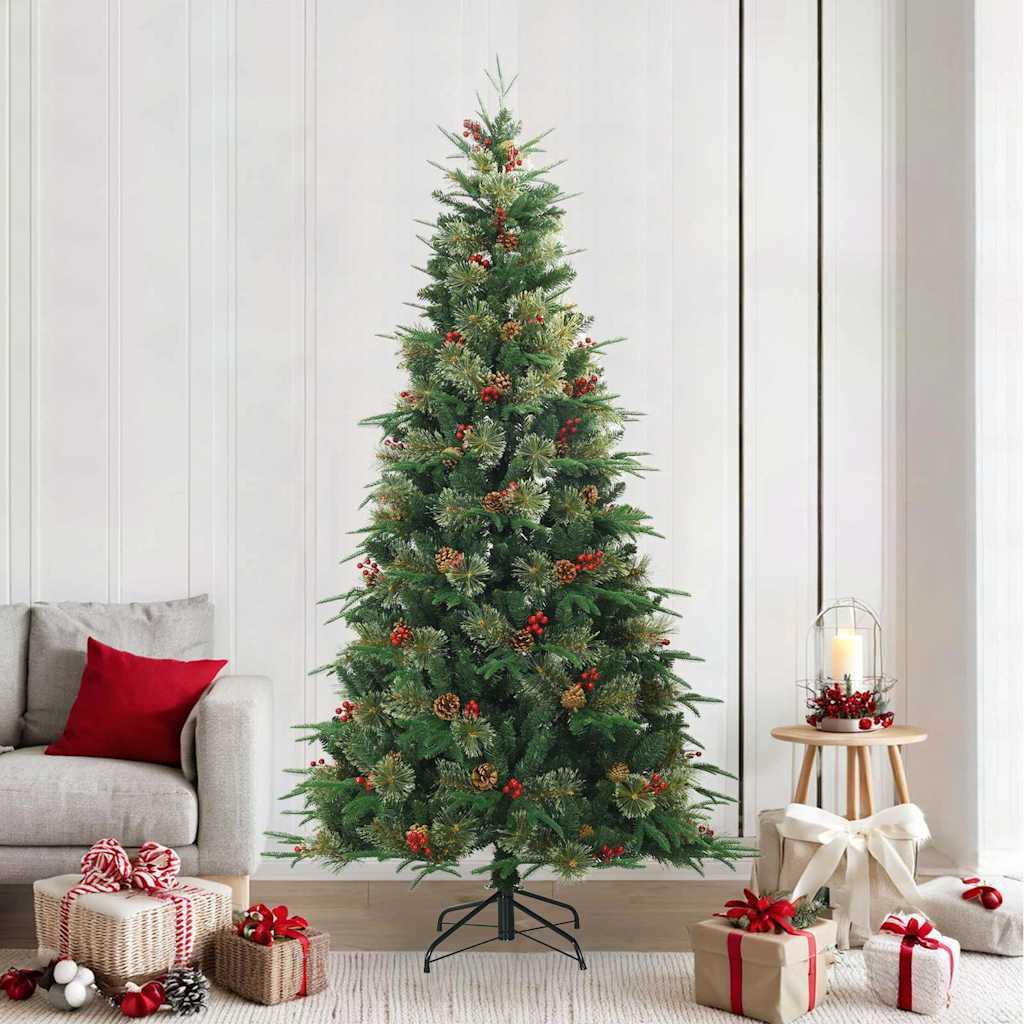 Kunstigt Hinged Juletræ med stativ Grøn 240 cm PVC, PE og stål billede