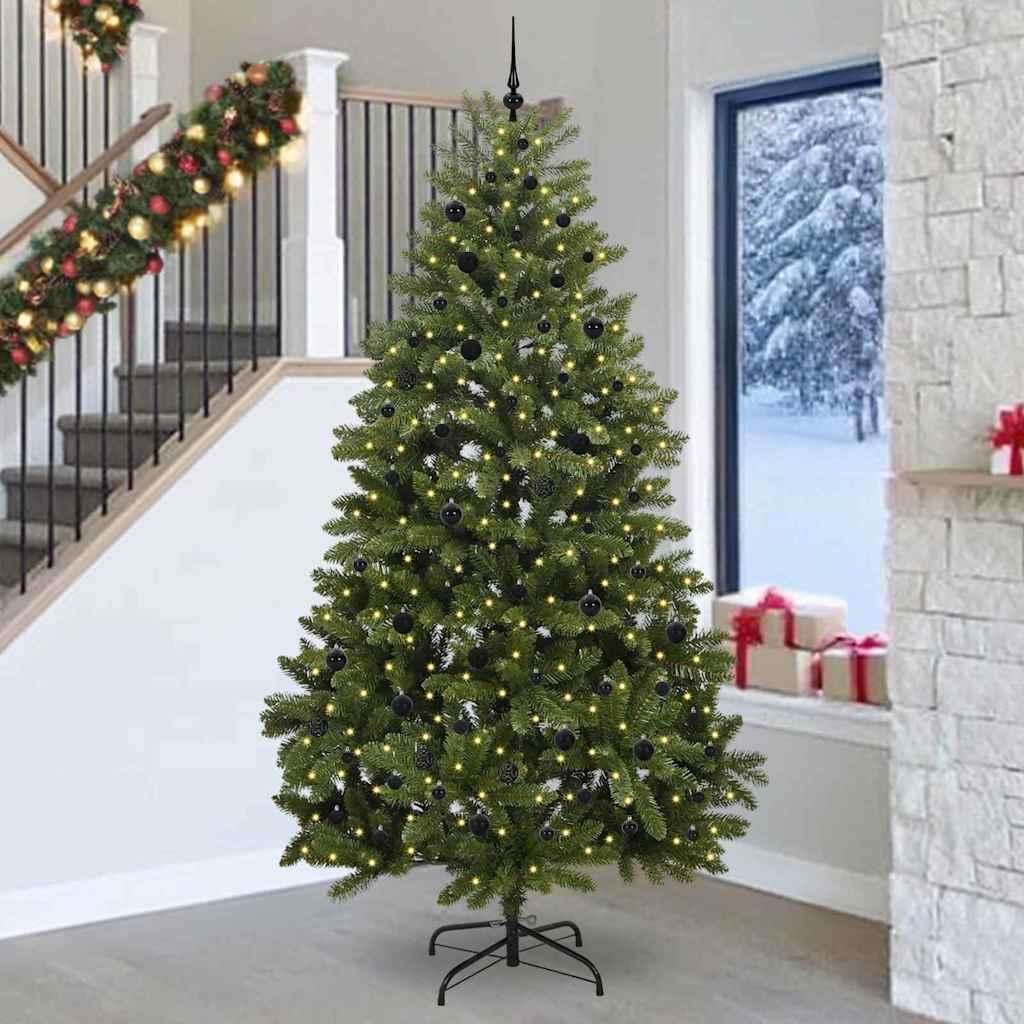 Kunstigt juletræ 270 cm med 300 LED - grøn, PVC og metal billede