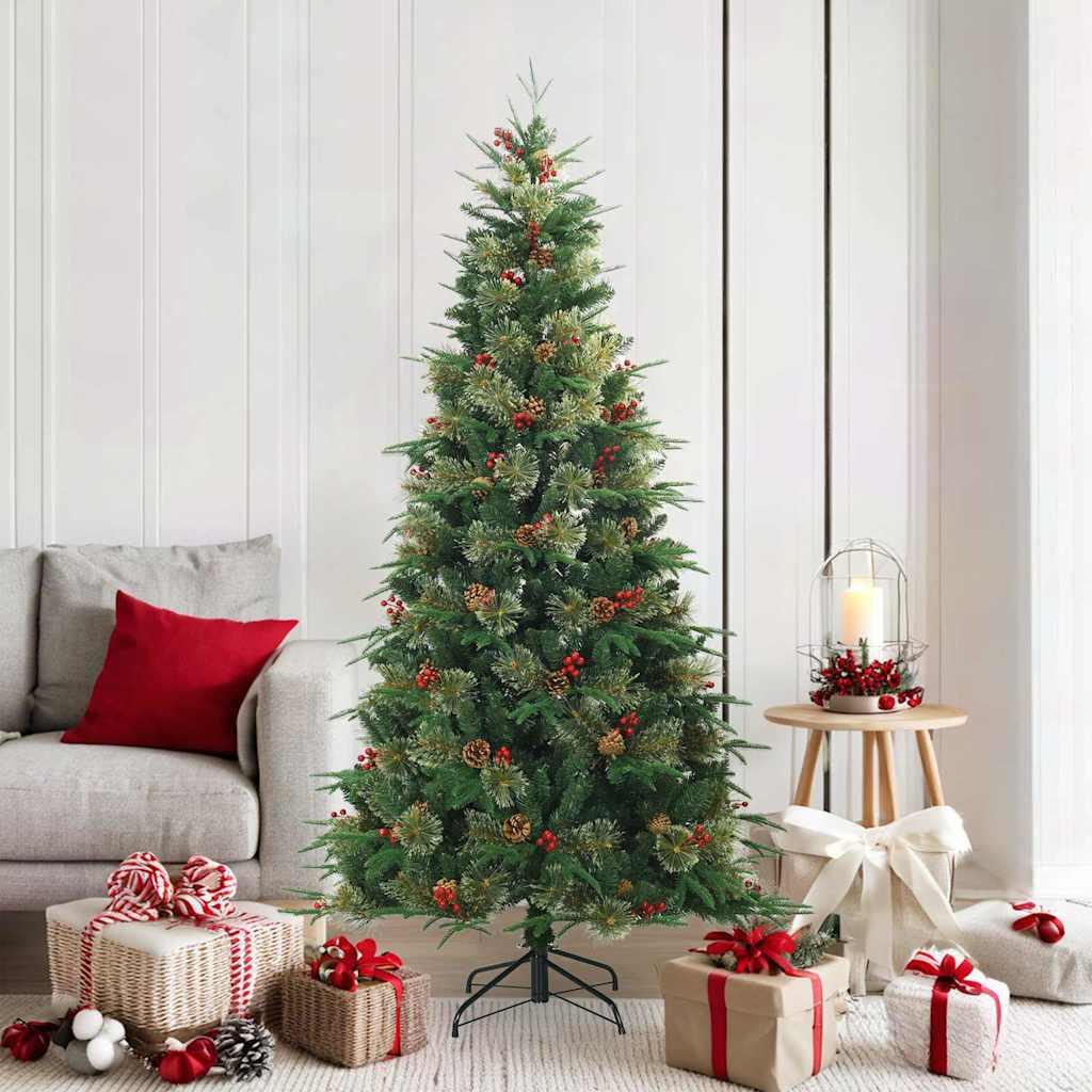 Kunstigt Hinged Juletræ med stativ Grøn 180 cm PVC, PE og stål billede