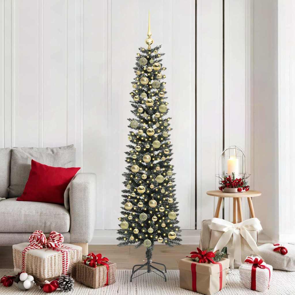 Kunstigt juletræ med 300 LED'er Grøn 50,5 x 50,5 x 180 cm billede