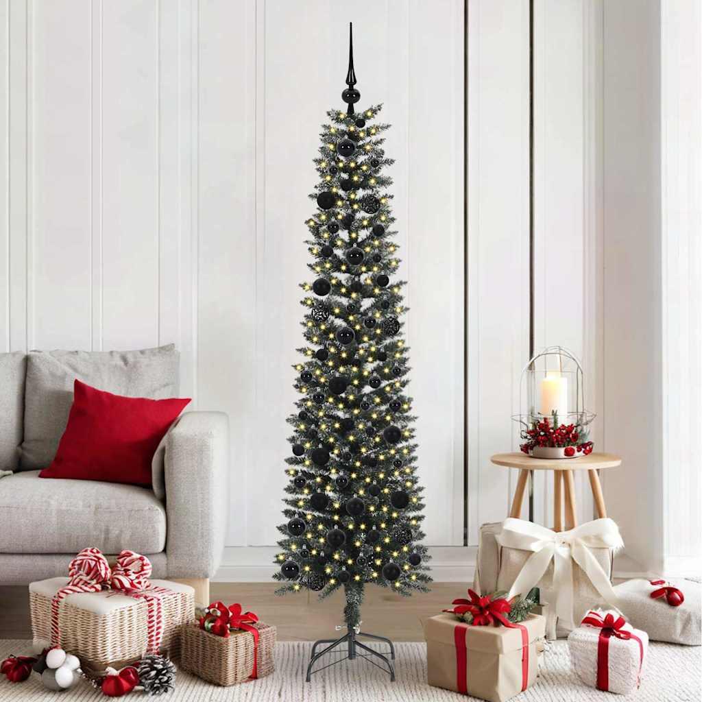 Kunstigt juletræ med 300 LED'er Grøn 50,5 x 50,5 x 180 cm billede