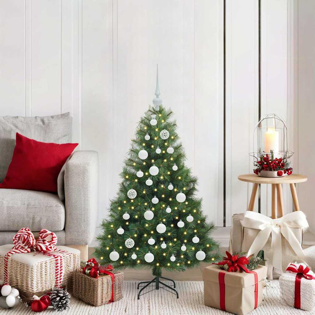 Kunstigt juletræ med 150 LED'er Grøn 120 cm PE og PVC billede
