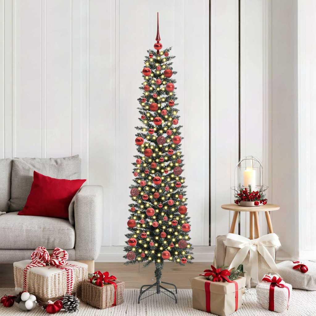 Kunstigt juletræ med 300 LED'er Grøn 50,5 x 50,5 x 180 cm billede