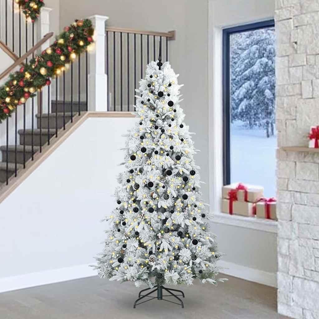Kunstigt Hinged Juletræ med 300 LED'er Grøn 240 cm PE og PVC billede