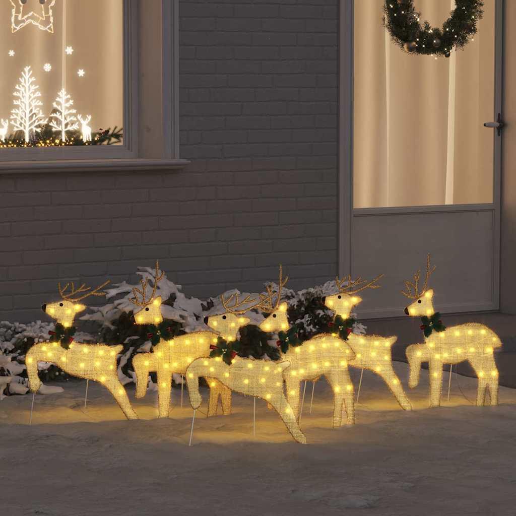 LED Rendyr 6 stk Guld Stof billede