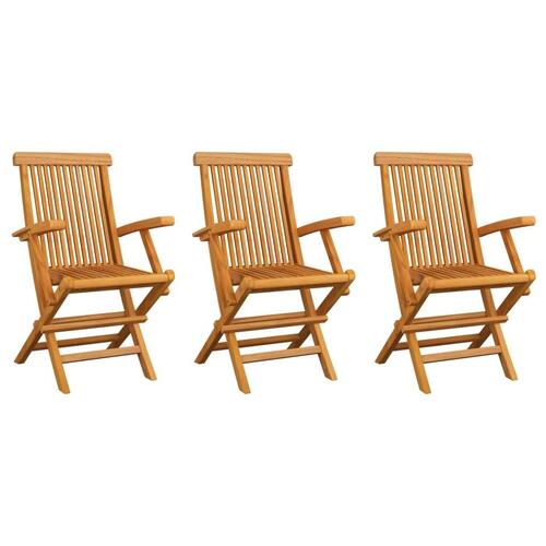 Havestole med beige hynder 3 stk. massivt teaktræ