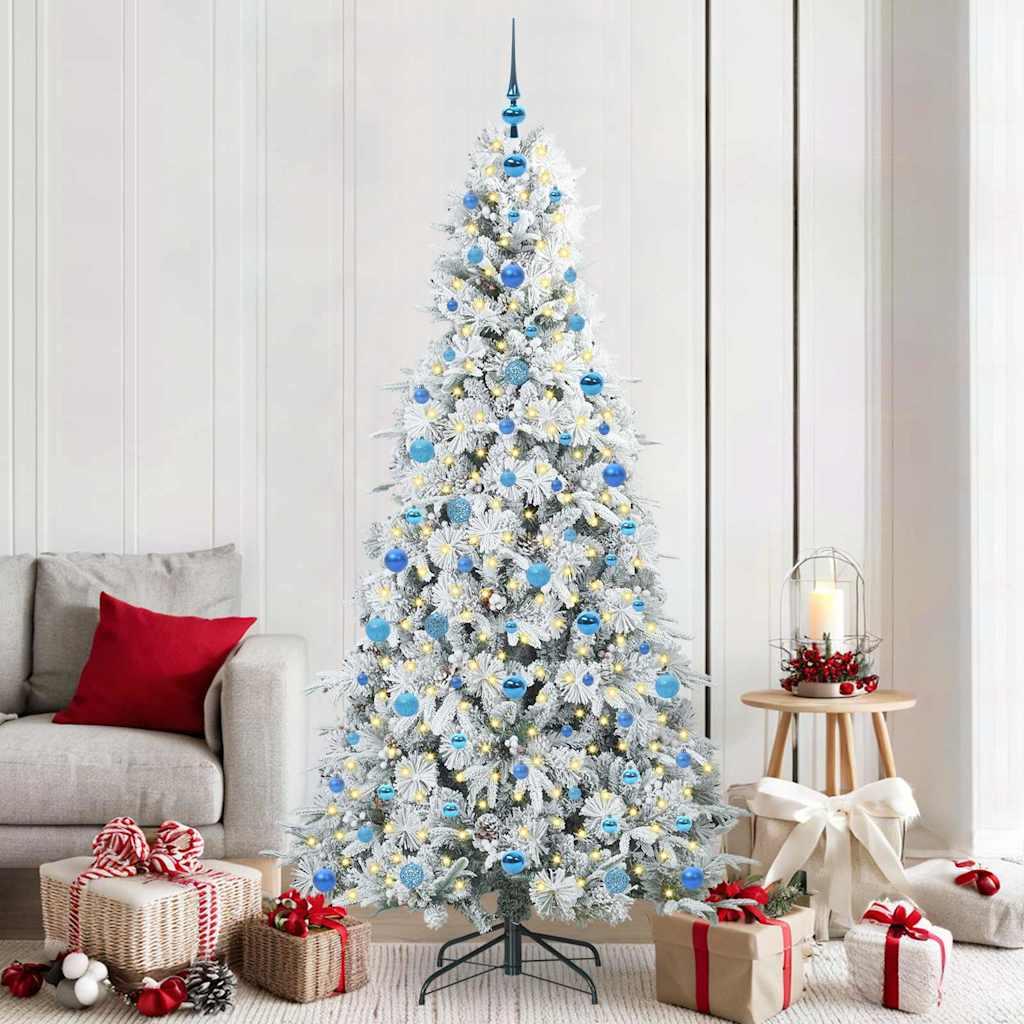 Kunstigt Hinged Juletræ med 300 LED'er Grøn 210 cm PE og PVC billede