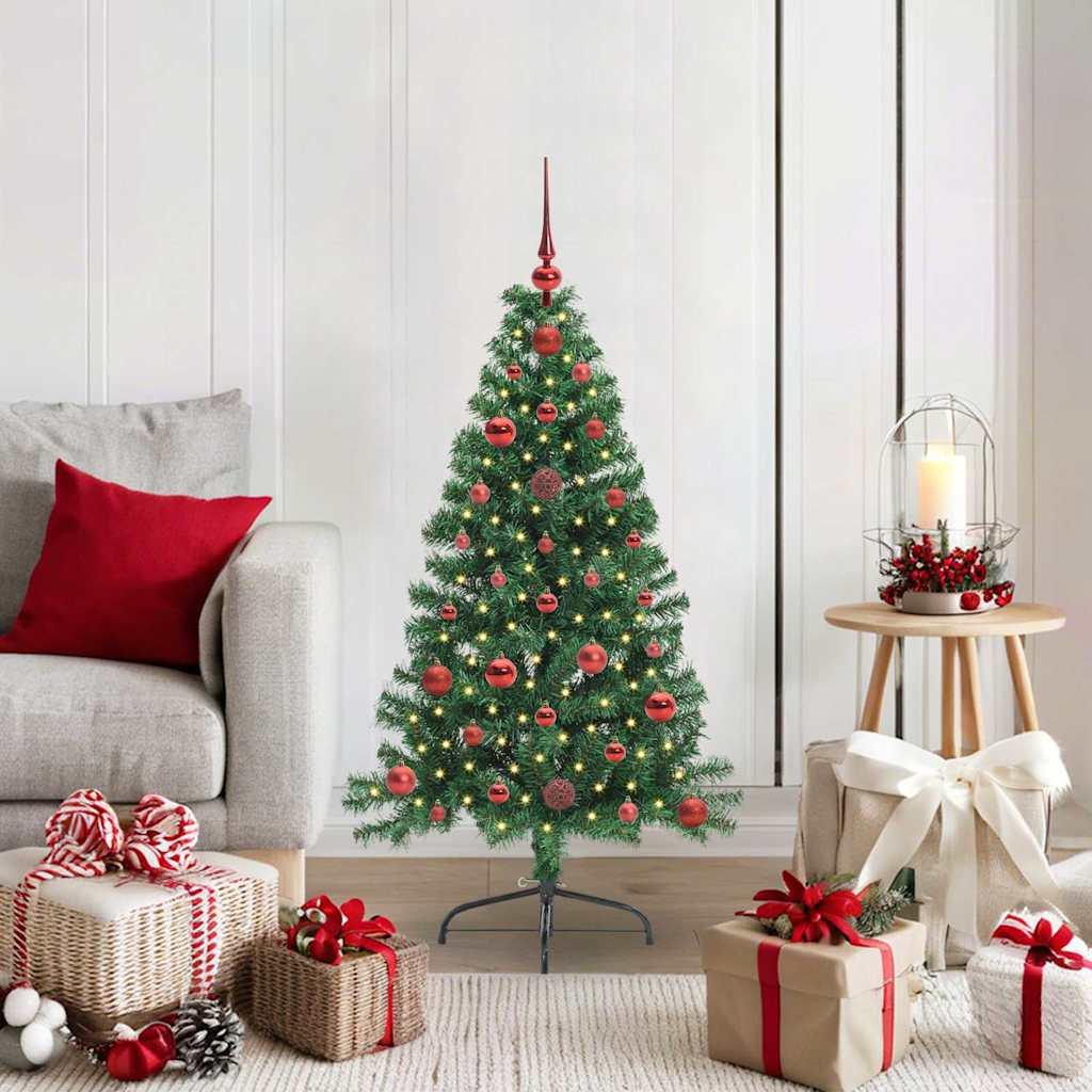 Kunstigt forbelyst juletræ - 120 cm, 150 LED, grøn PVC billede