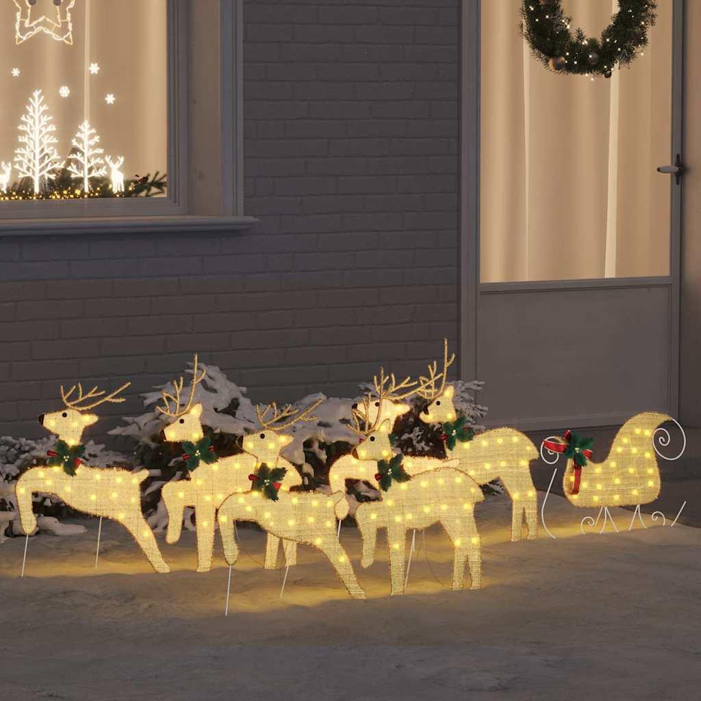 LED Rendyr 7 stk Guld Stof billede