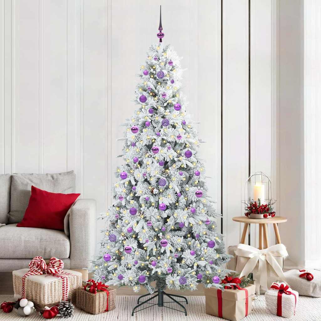 Kunstigt Hinged Juletræ med 300 LED'er Grøn 210 cm PE og PVC billede