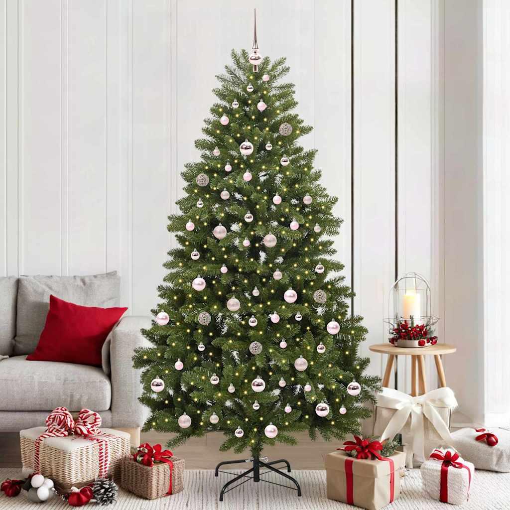 Kunstigt juletræ 210 cm - grøn med 300 LED, PVC/metal billede