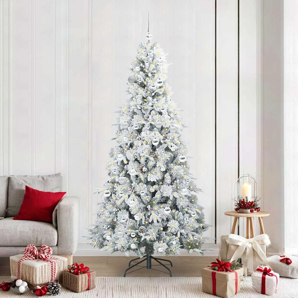 vidaXL Kunstigt Hinged Juletræ med 300 LED'er Hvid 210 cm PE og PVC