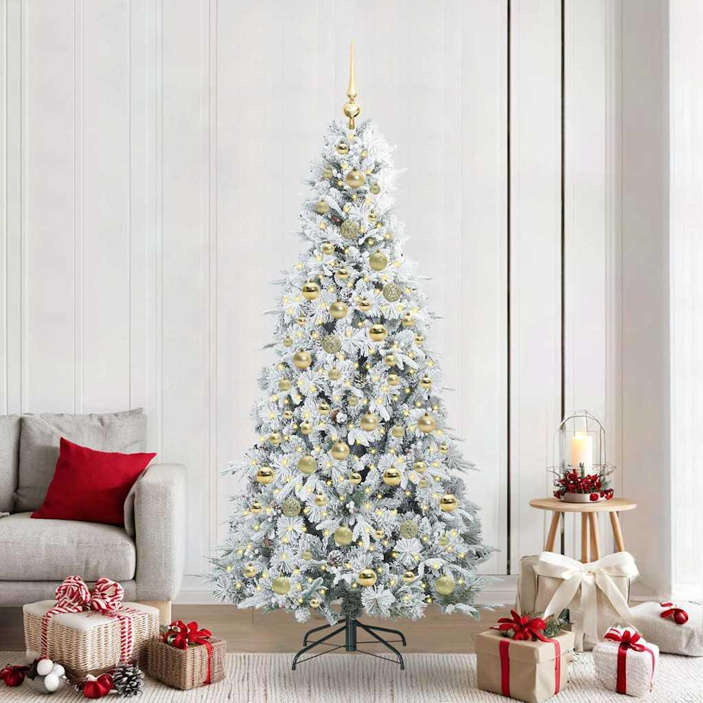 vidaXL Kunstigt Hinged Juletræ med 300 LED'er Hvid 210 cm PE og PVC