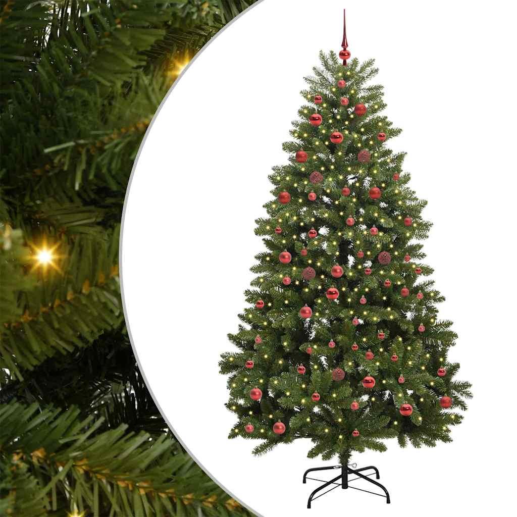 vidaXL Kunstigt juletræ 210 cm 300 LED'er Varm hvid PVC og Stål Grøn
