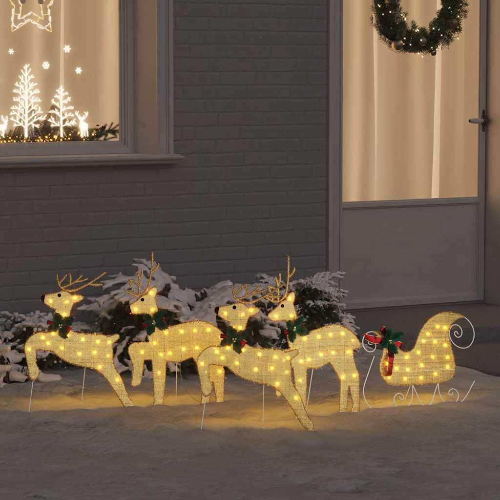 LED Rendyr 5 stk Guld Stof billede