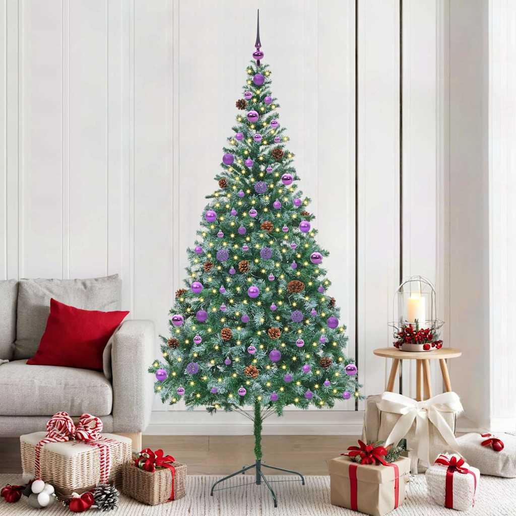 Kunstigt juletræ 210 cm - grøn med 300 LED, PVC og stål billede