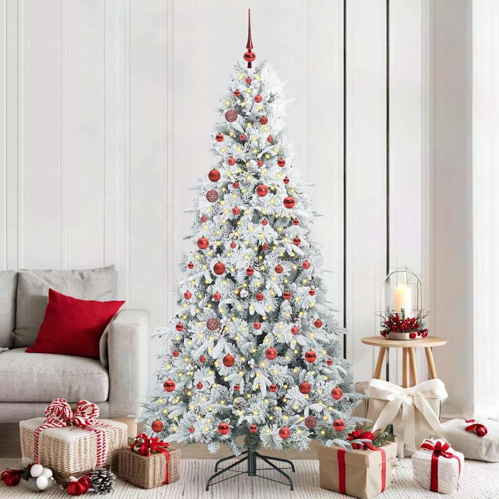 vidaXL Kunstigt Hinged Juletræ med 300 LED'er Hvid 210 cm PE og PVC