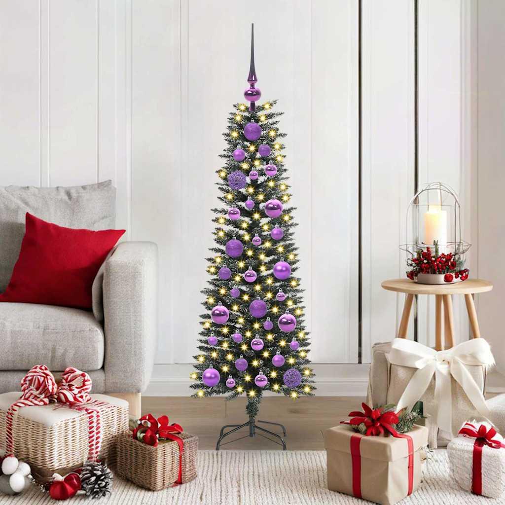 Kunstigt juletrÃ¦ med LED og stativ - grÃ¸n 120 cm (PVC/plast/stÃ¥l) billede