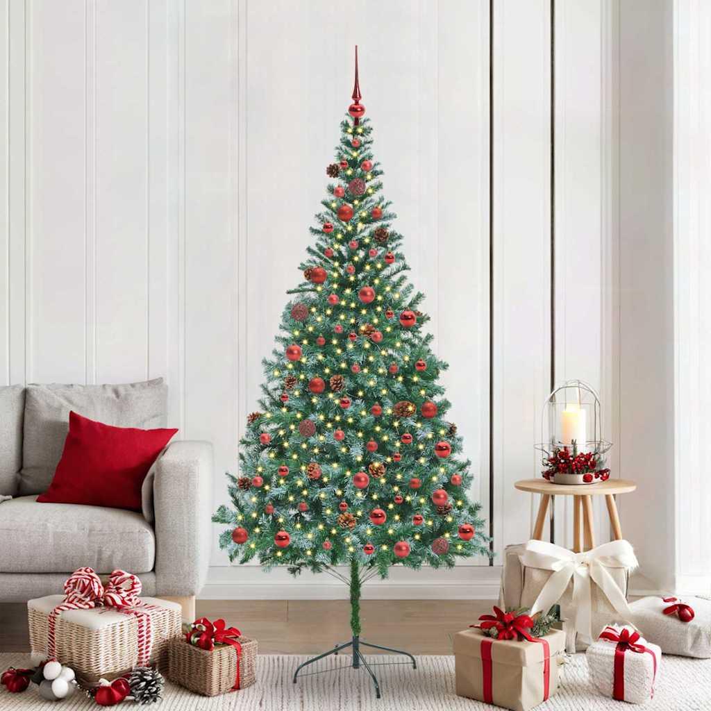 Kunstigt juletræ med 300 LED'er Grøn 210 cm PVC og Stål