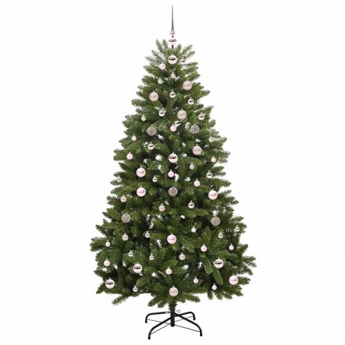 Kunstigt hængslet juletræ 180 cm med 300 LED - varm hvid