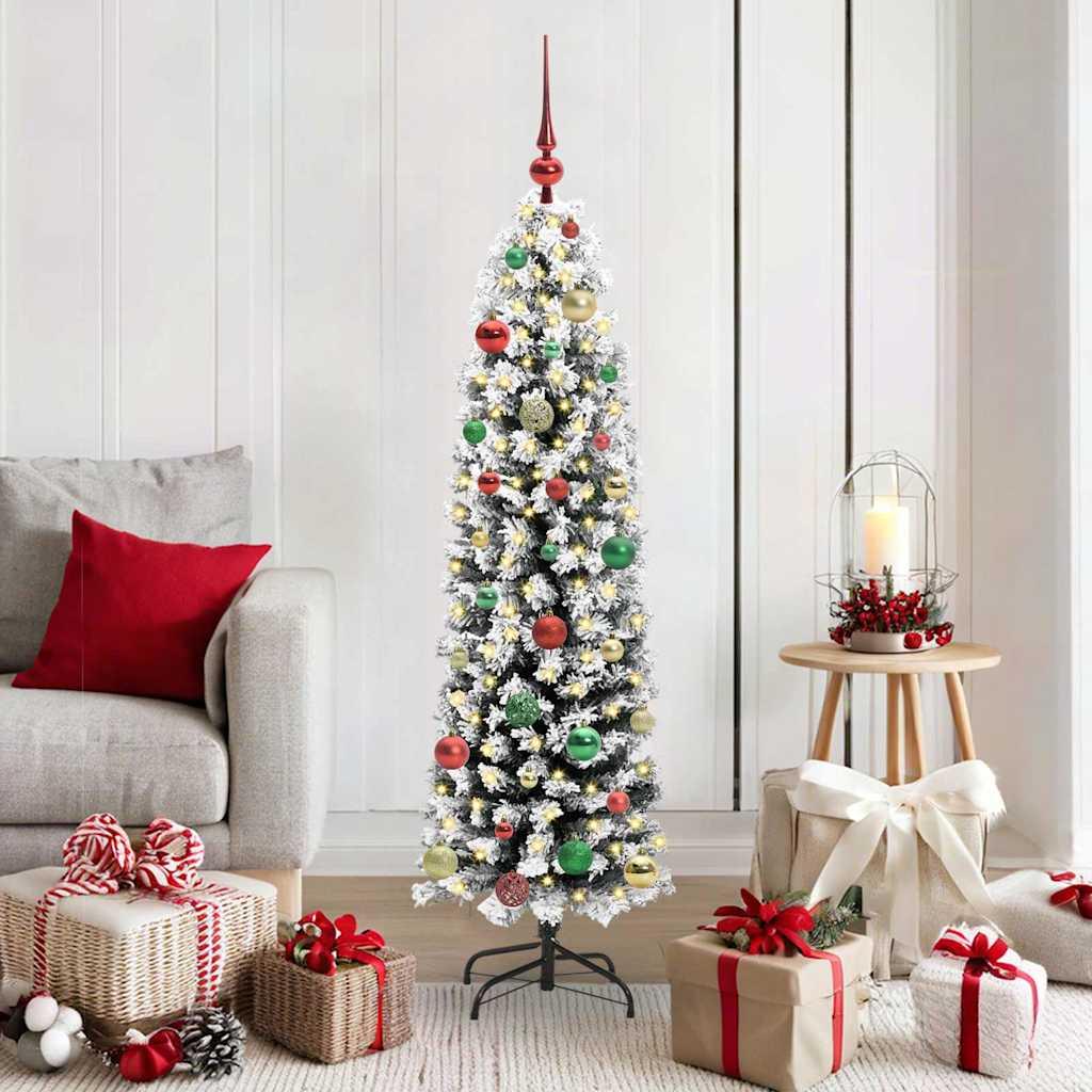 Kunstigt juletræ med LED-lys og stativ - grøn 150 cm (PVC/stål/plast) billede