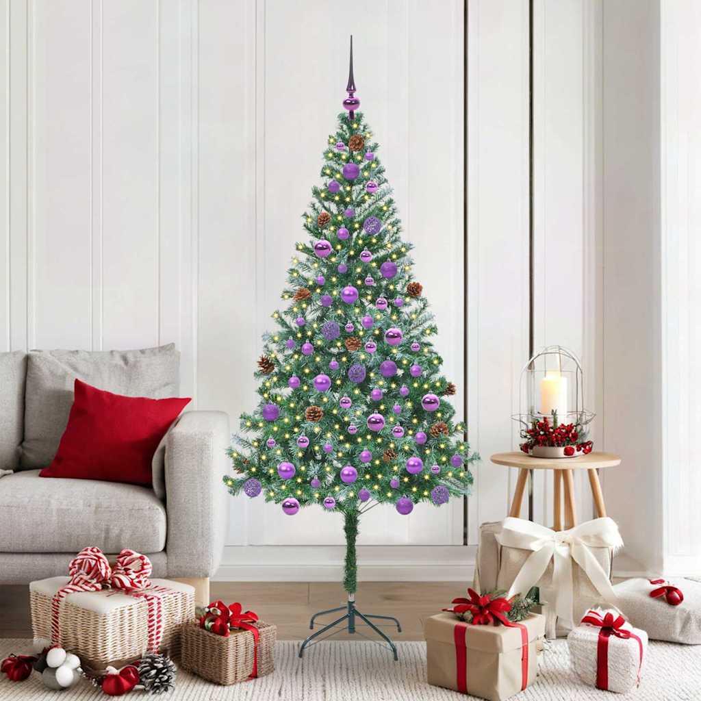 Kunstigt juletræ 180 cm med 300 LED - grøn, PVC/stål billede