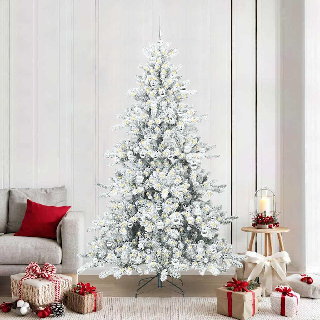 vidaXL Kunstigt Hinged Juletræ med 300 LED'er Hvid 210 cm PVC og Stål