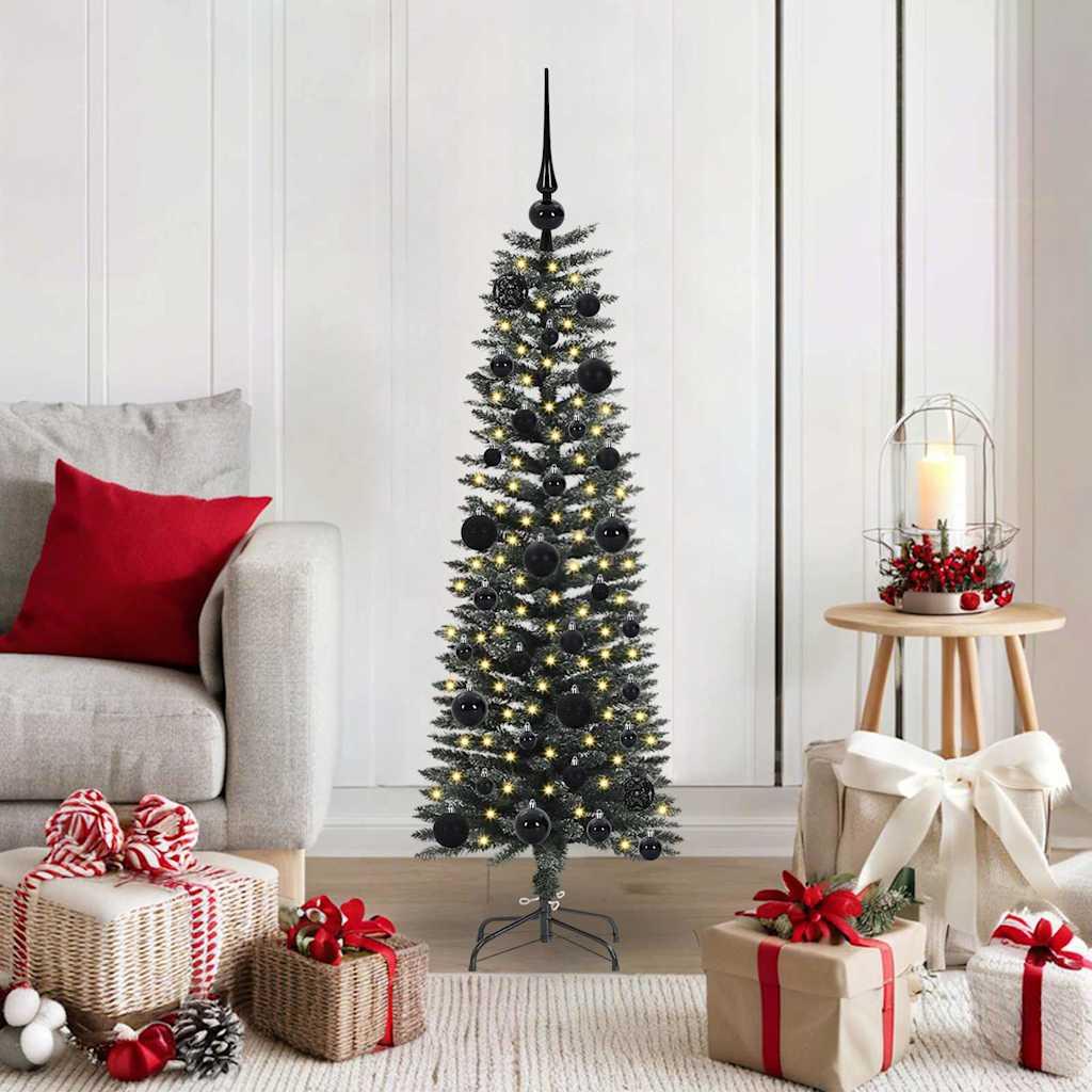 Kunstigt juletræ med LED og stativ - grøn 120 cm billede