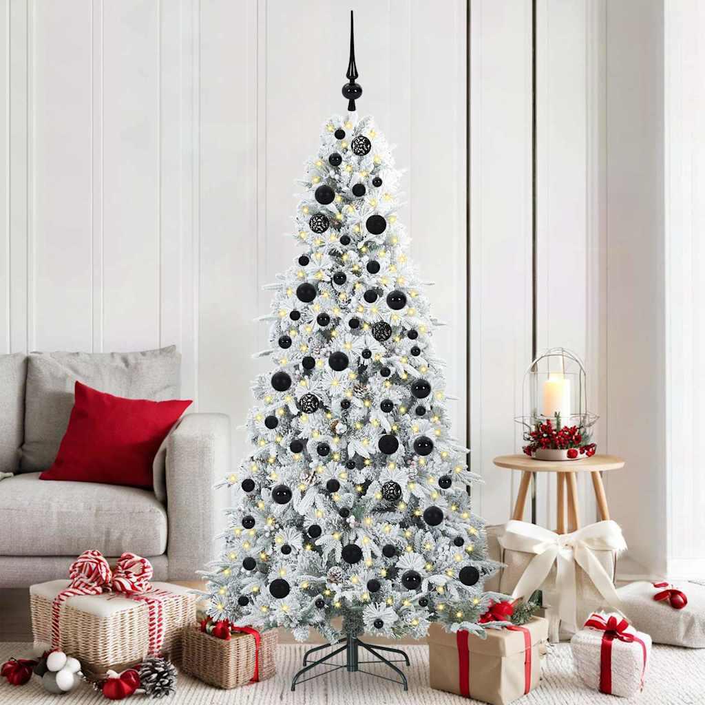 Kunstigt Hinged Juletræ med 300 LED'er Grøn 180 cm PE og PVC billede