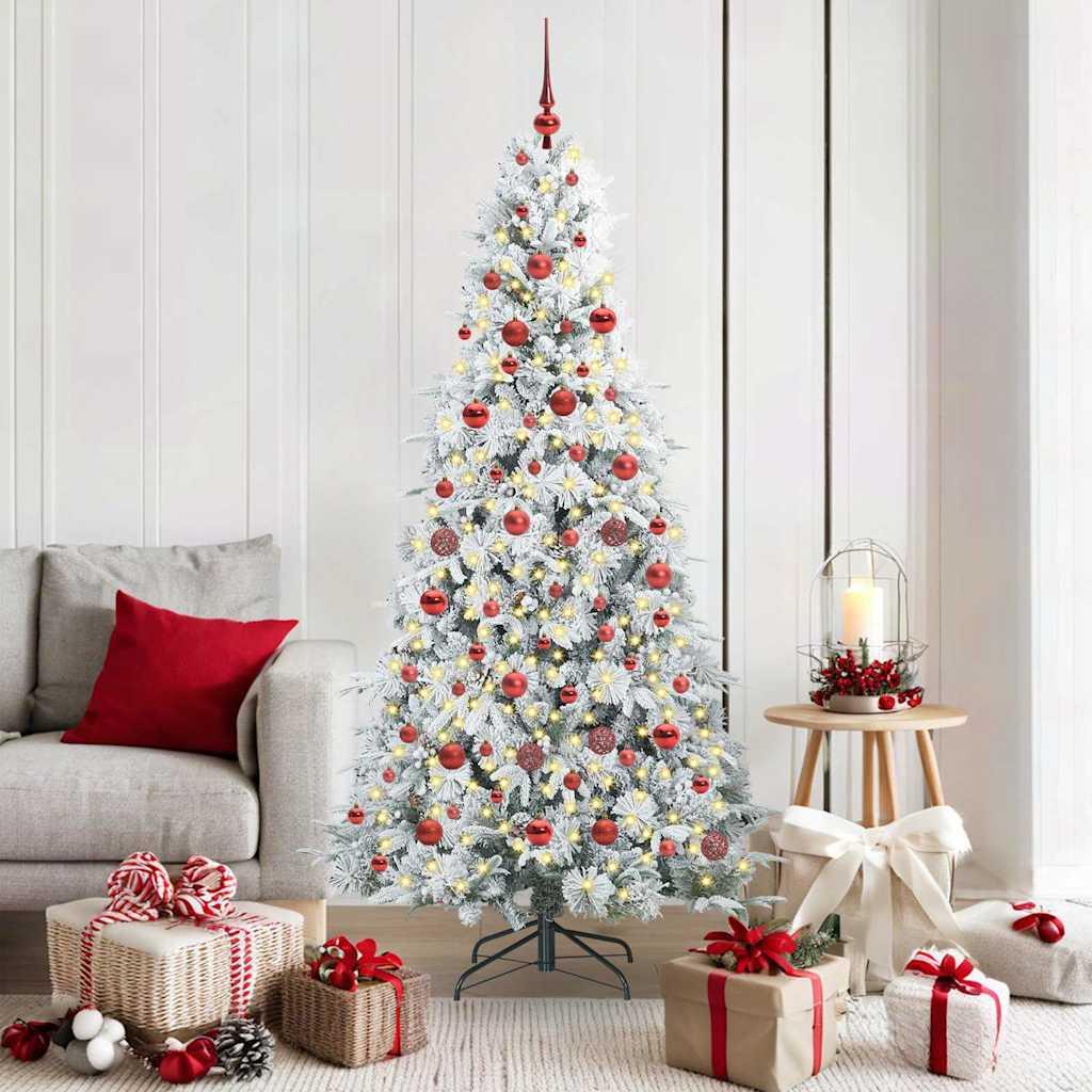 Kunstigt Hinged Juletræ med 300 LED'er Grøn 180 cm PE og PVC billede