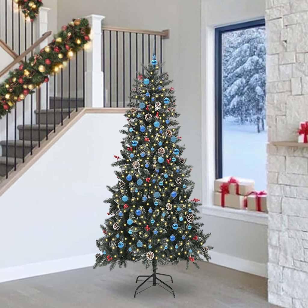 Kunstigt juletræ med 300 LED'er Grøn 129.5 x 129.5 x 240 cm billede