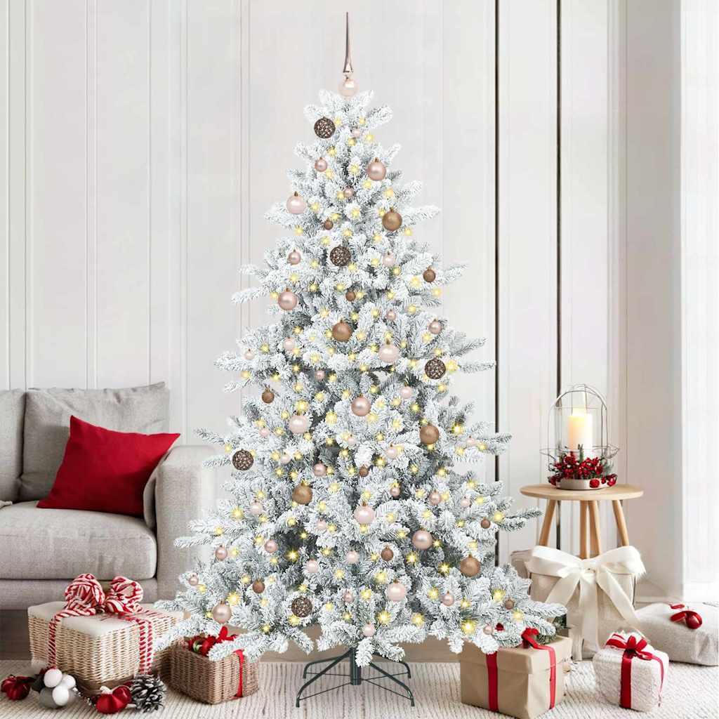 vidaXL Kunstigt Hinged Juletræ med 300 LED'er Hvid 210 cm PVC og Stål