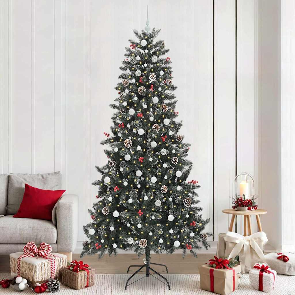 Kunstigt juletræ med 300 LED'er Grøn 129.5 x 129.5 x 240 cm billede