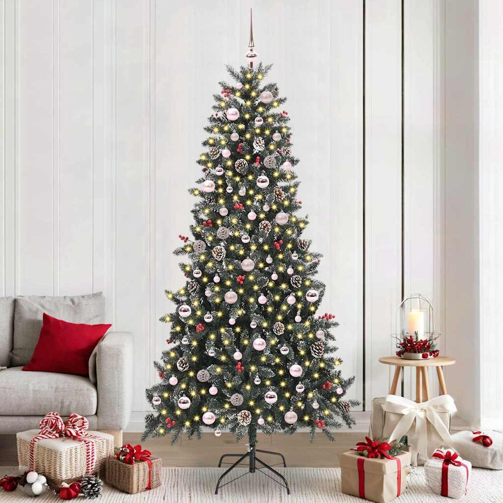 Kunstigt juletræ med 300 LED'er Grøn 129.5 x 129.5 x 240 cm billede