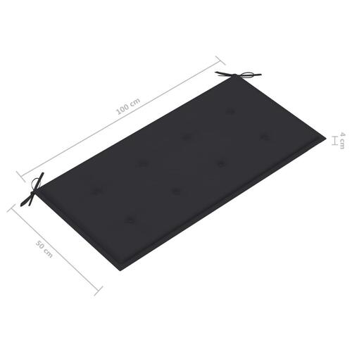 Havebænk med antracitgrå hynde 112 cm massivt teaktræ
