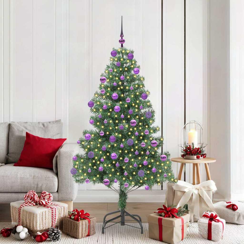 Juletræ med 300 LED - grøn PVC, 180 cm, med stativ billede