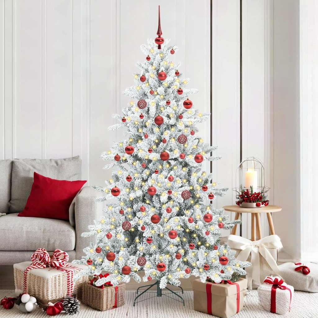 Kunstigt Hinged Juletræ med 300 LED'er med stativ 180 cm PVC billede