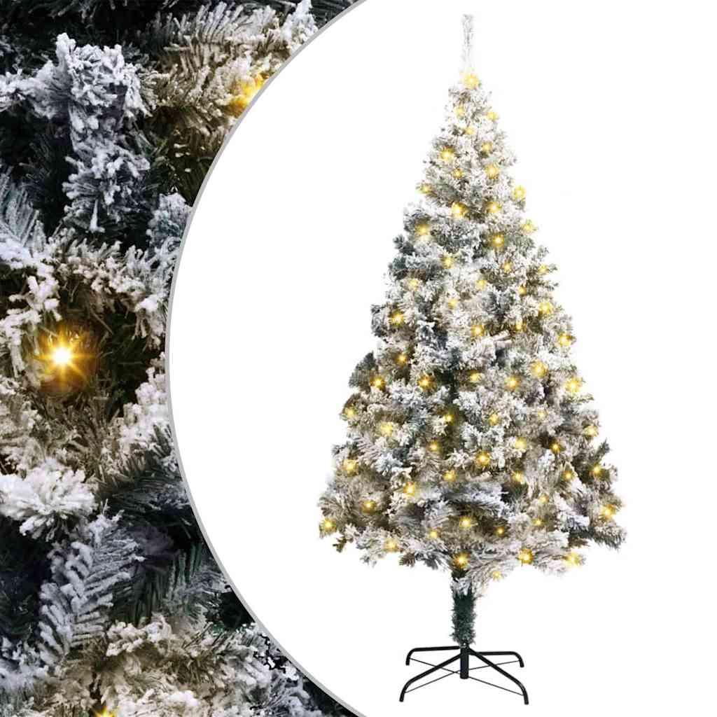 Kunstigt juletræ med LED-lys - hvid 180 cm, PVC på stålstativ billede