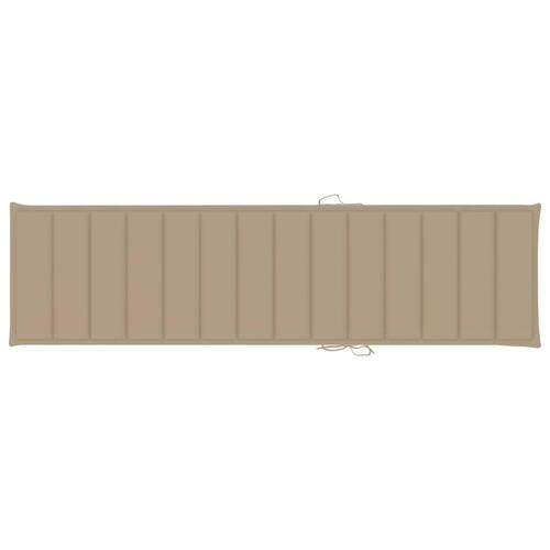 Liggestol med beige hynde massivt teaktræ