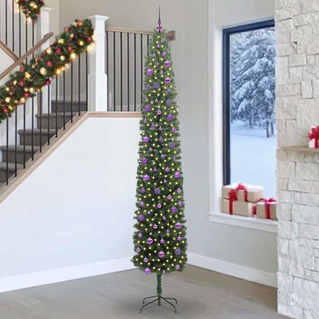 Kunstigt juletræ med stativ Grøn 270 cm PVC og Stål og Plastik billede