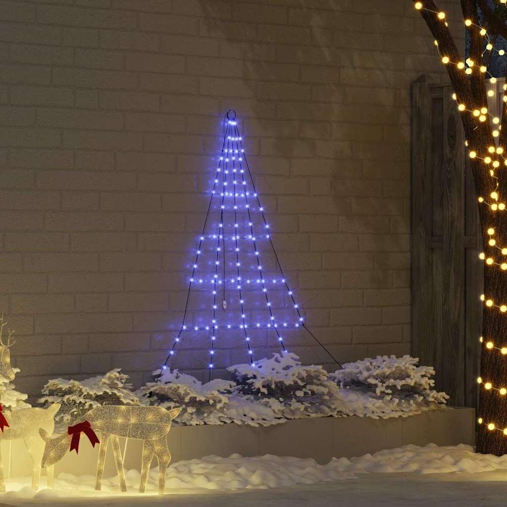 LED Juletræ med jordsøjler med 112 LED'er Blå 180 cm Metal billede