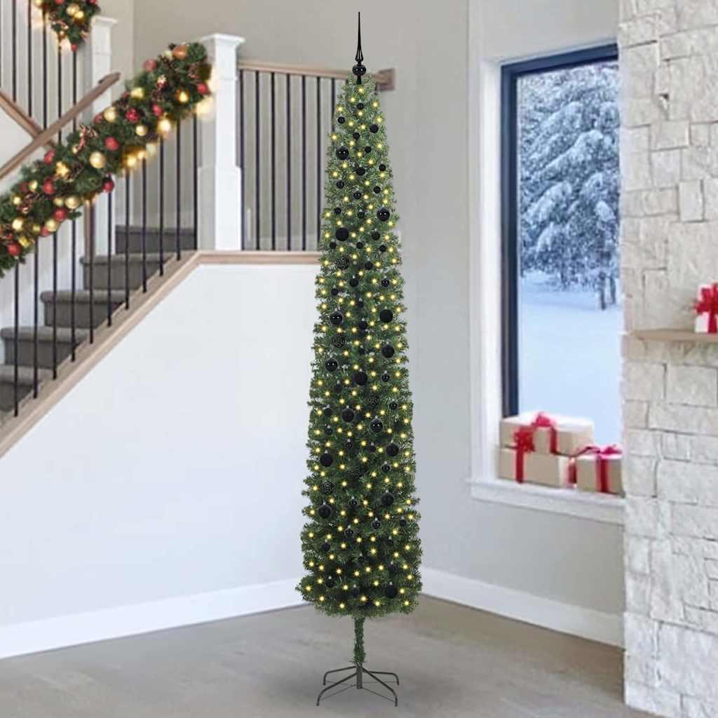 Kunstigt juletræ med stativ Grøn 270 cm PVC og Stål og Plastik billede